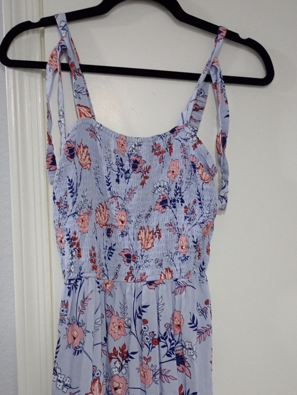 Japna Light Blue Floral Maxi Dress with Pink & Navy Accents - Picture 3 of 4